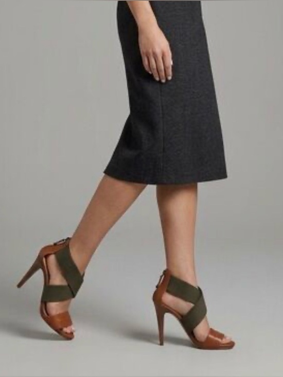 CNC Costume National Shoes - C'N'C CoSTUME NATIONAL Brown Leather & Black Canvas Wrap Heels - Made in Italy